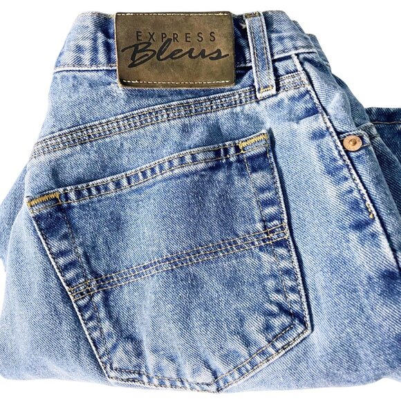 Vintage 90’s Express Bleus High Rise Button Fly Blue Denim Shorts Womens Size 29 - Picture 7 of 7